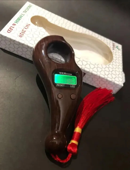 Black Digital Tally Counter Tasbeeh with LED Light