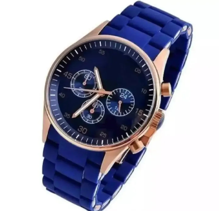 Casual Quartz Wrist Watch for Men with Rubber Strap