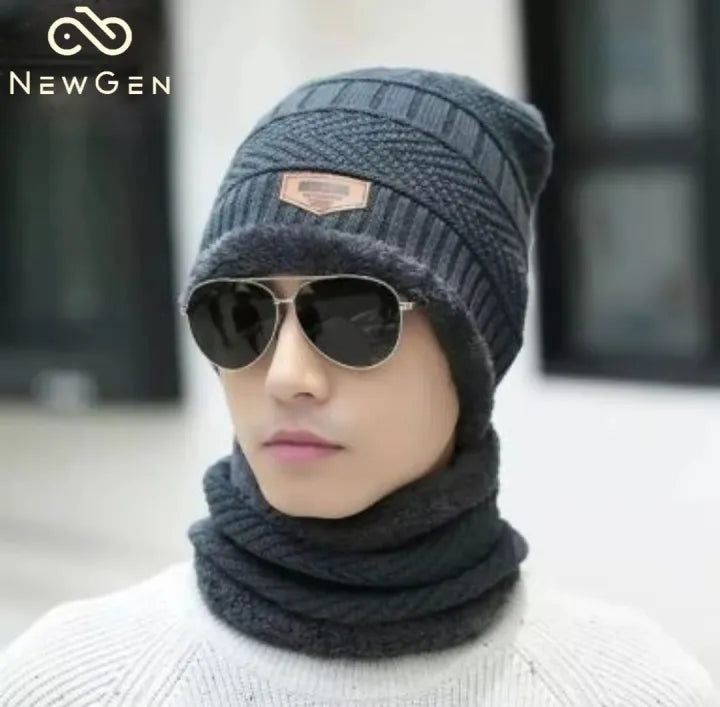 Unisex Wool Beanie Cap with Neck Warmer – Winter Wear