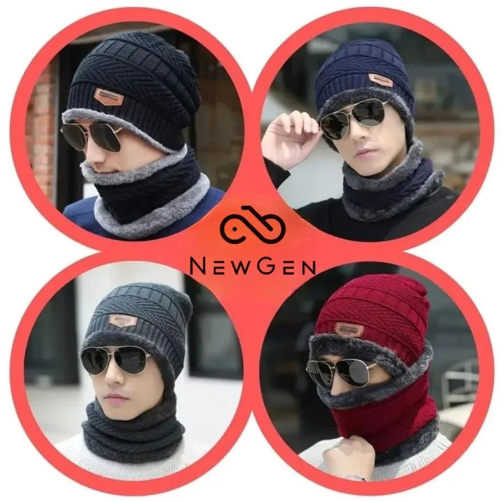 Unisex Wool Beanie Cap with Neck Warmer – Winter Wear