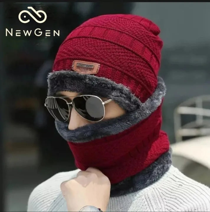 Unisex Wool Beanie Cap with Neck Warmer – Winter Wear