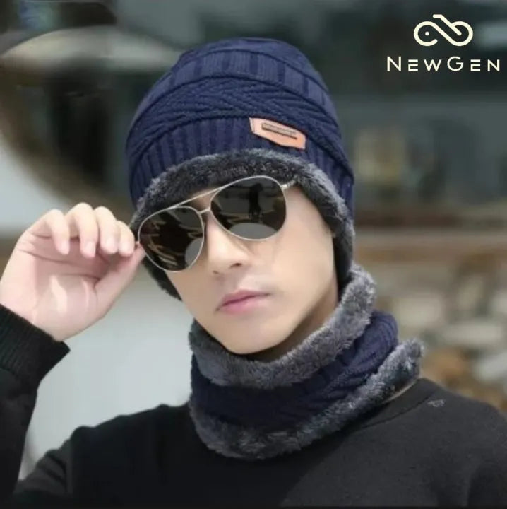 Unisex Wool Beanie Cap with Neck Warmer – Winter Wear