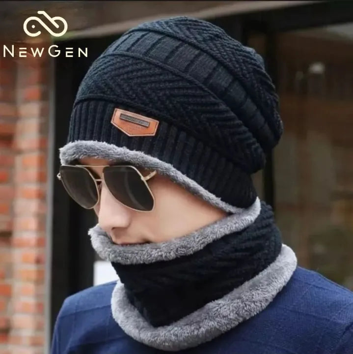 Unisex Wool Beanie Cap with Neck Warmer – Winter Wear