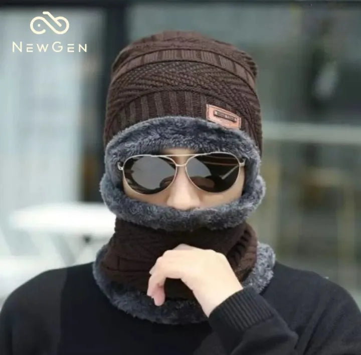 Unisex Wool Beanie Cap with Neck Warmer – Winter Wear